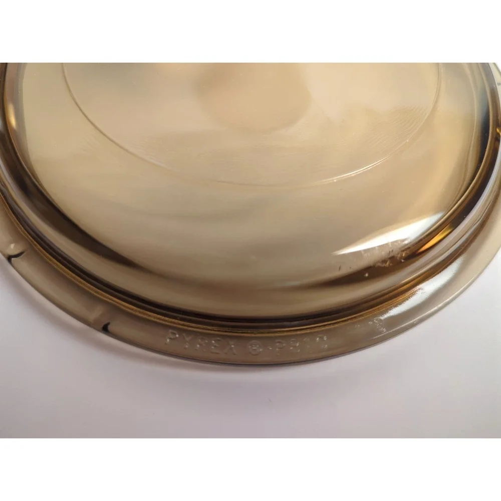 Visions Corning Amber Pyrex Glass 0.5L Sauce Pan Pot with Lid USA Vintage